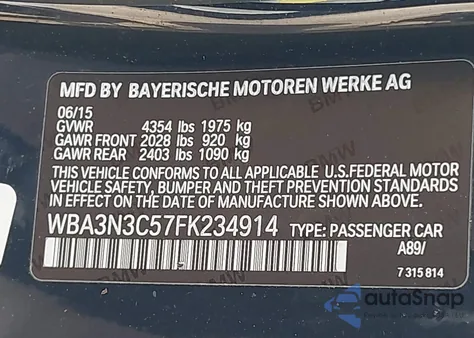 2015 BMW 428 I из США, поврежденный, VIN WBA3N3C57FK234914